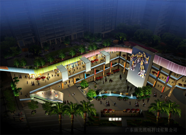 商業區夜景照明鳥瞰圖