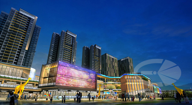 童夢廣場建筑夜景照明設計建筑外立面效果圖一