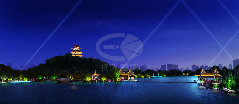 園林戶(hù)外亮化工程夜景燈光效果圖