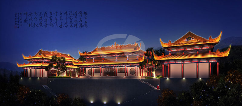 古建亮化設計效果圖二