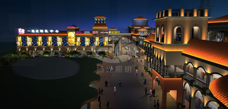 商業街夜景燈光設計效果圖